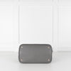 Prada Grey Saffiano Leather Turn Lock Flap Top Handle Bag