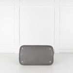 Prada Grey Saffiano Leather Turn Lock Flap Top Handle Bag
