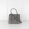 Prada Grey Saffiano Leather Turn Lock Flap Top Handle Bag