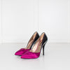 Lanvin Black And Pink Satin And Patent High Court Shoe