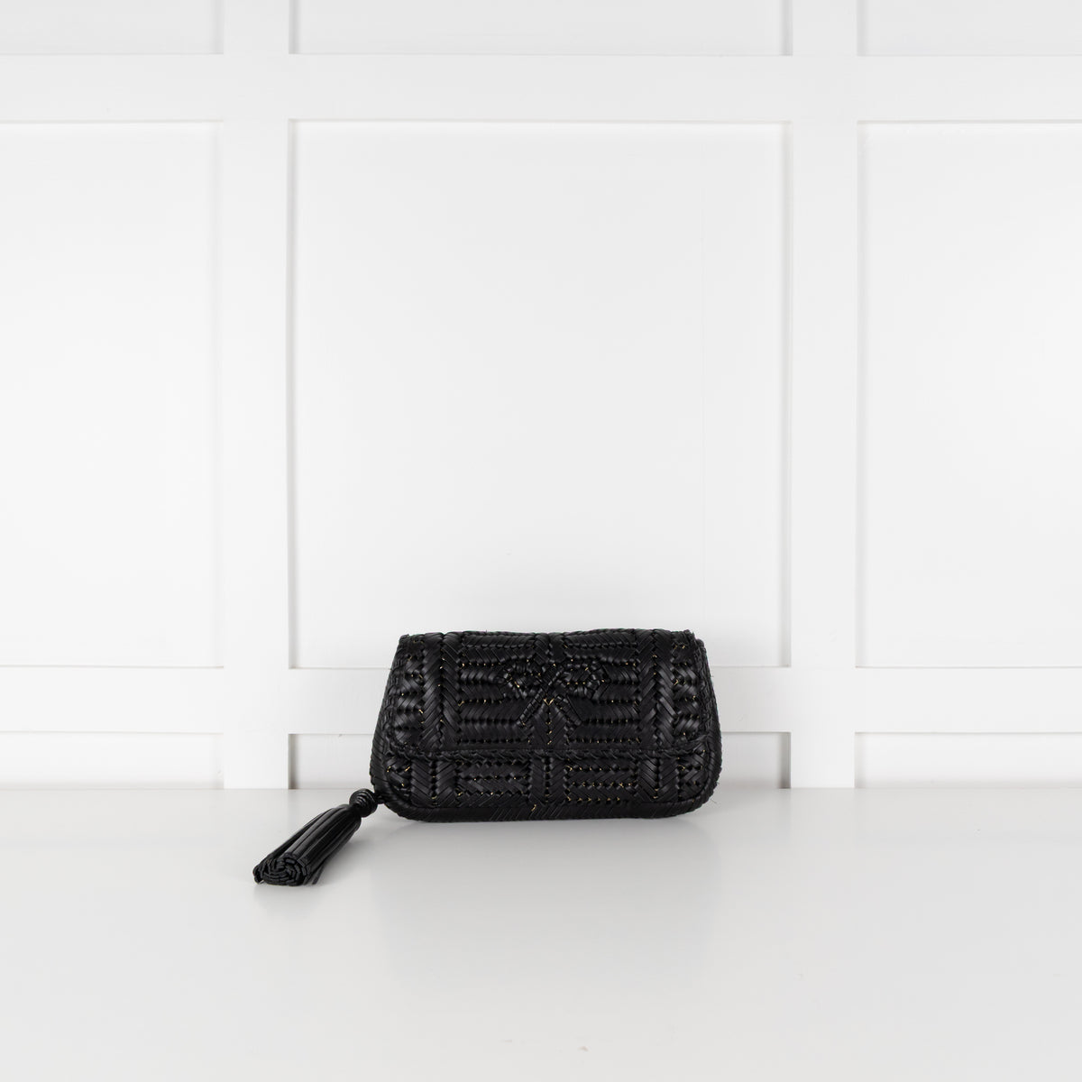Anya Hindmarch Black Woven Leather Clutch
