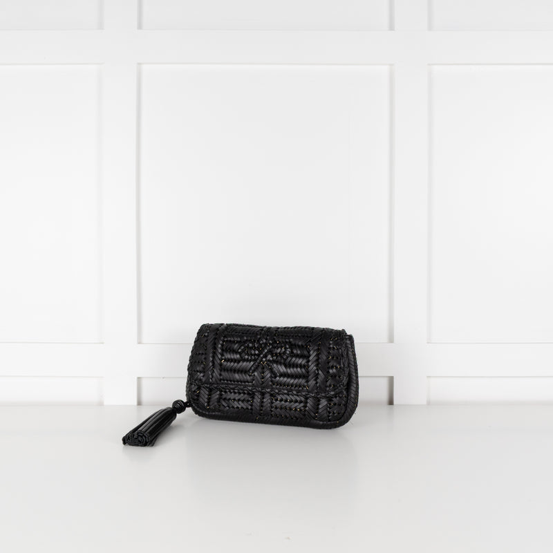 Anya Hindmarch Black Woven Leather Clutch