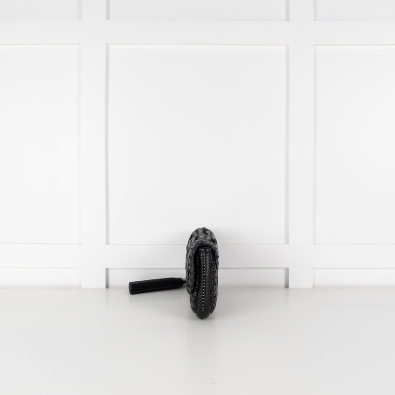 Anya Hindmarch Black Woven Leather Clutch
