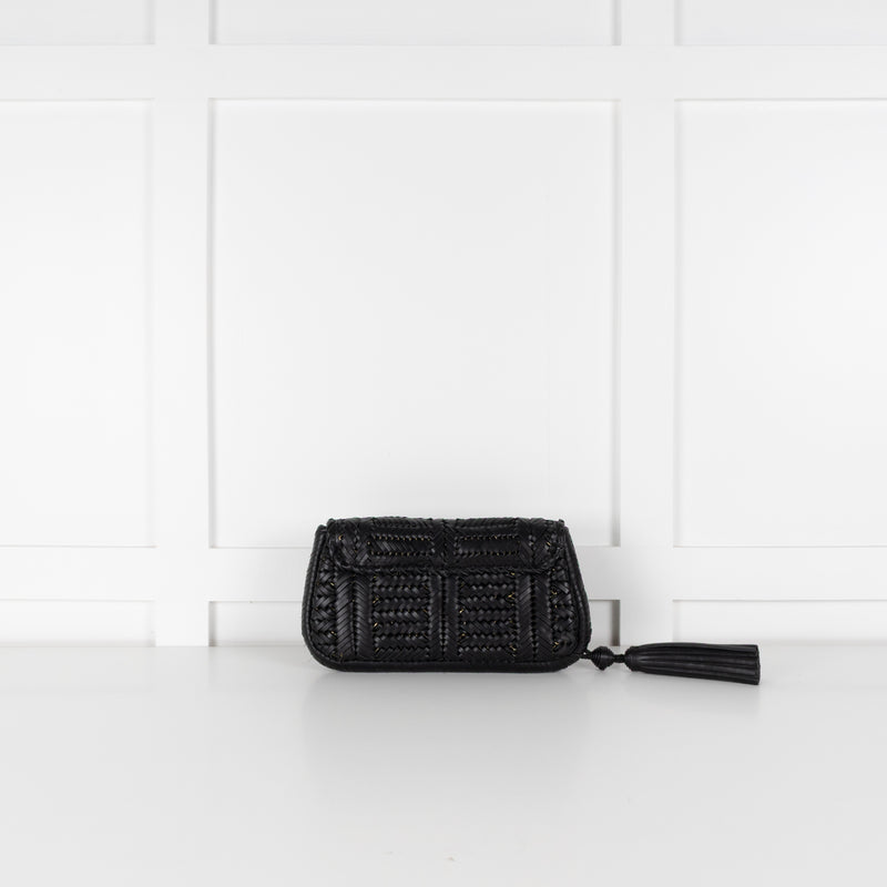 Anya Hindmarch Black Woven Leather Clutch