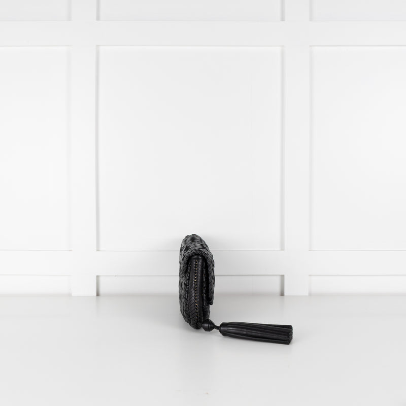 Anya Hindmarch Black Woven Leather Clutch