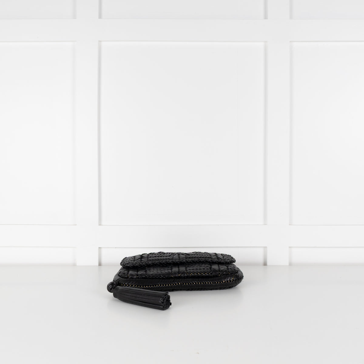 Anya Hindmarch Black Woven Leather Clutch