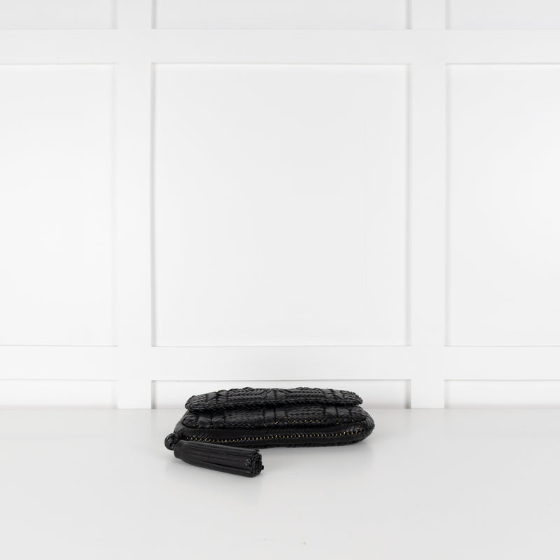Anya Hindmarch Black Woven Leather Clutch