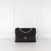 Chanel Black Leather Chevron Flap Bag