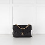 Chanel Black Leather Chevron Flap Bag