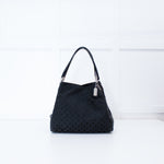 Coach Black Fabric Leather Trim Signature 25637 Shoulder Bag