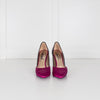 Lanvin Black And Pink Satin And Patent High Court Shoe