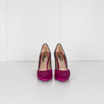 Lanvin Black And Pink Satin And Patent High Court Shoe