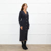 Sandro Grey Pearl Button Rib Knit Dress
