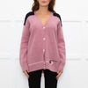 Prada Pink Black Logo Back Wool Oversized Cardigan