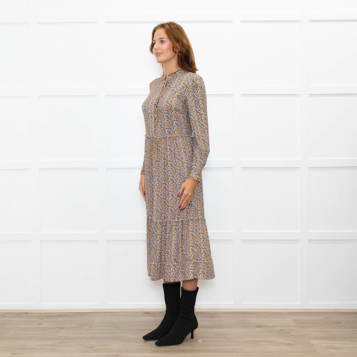 Dea Kudibal Blue Floral Frill Midi Dress