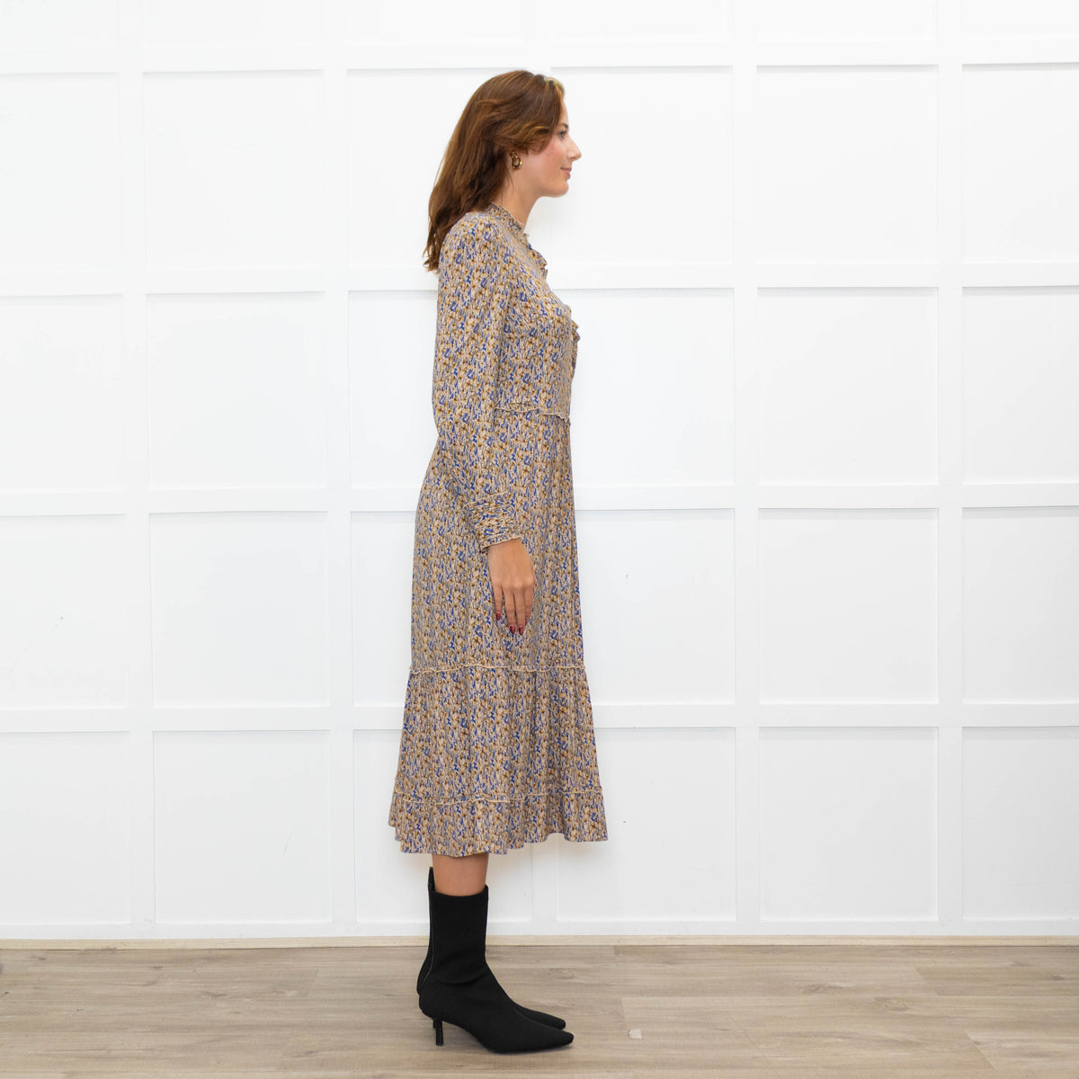 Dea Kudibal Blue Floral Frill Midi Dress