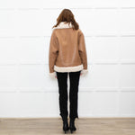 Stand Studio Camel Faux Leather Flight Jacket