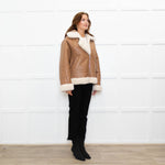 Stand Studio Camel Faux Leather Flight Jacket