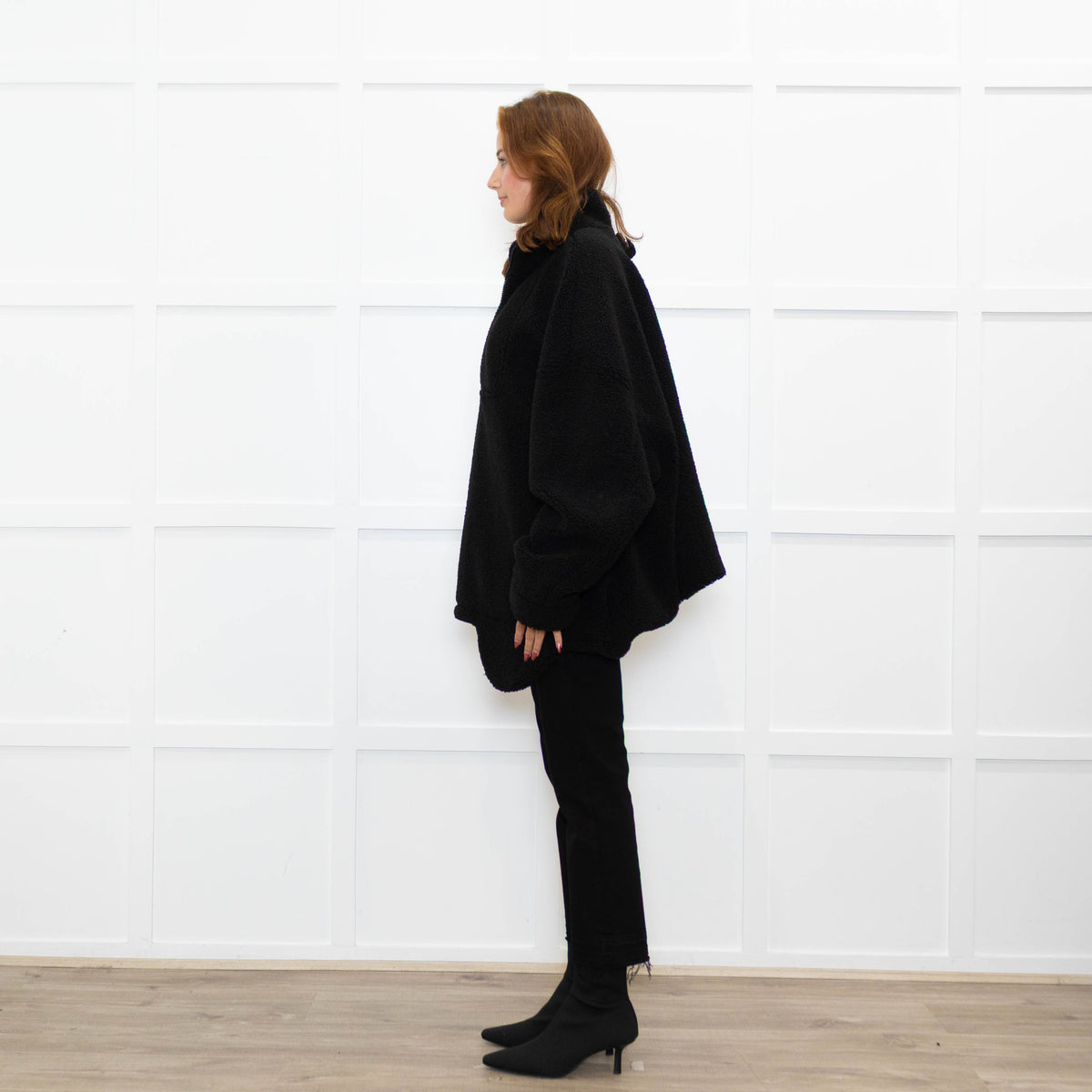 TIBI  Black Fleece Quarter Zip Jumper