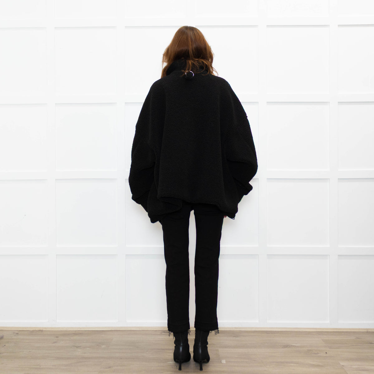 TIBI  Black Fleece Quarter Zip Jumper