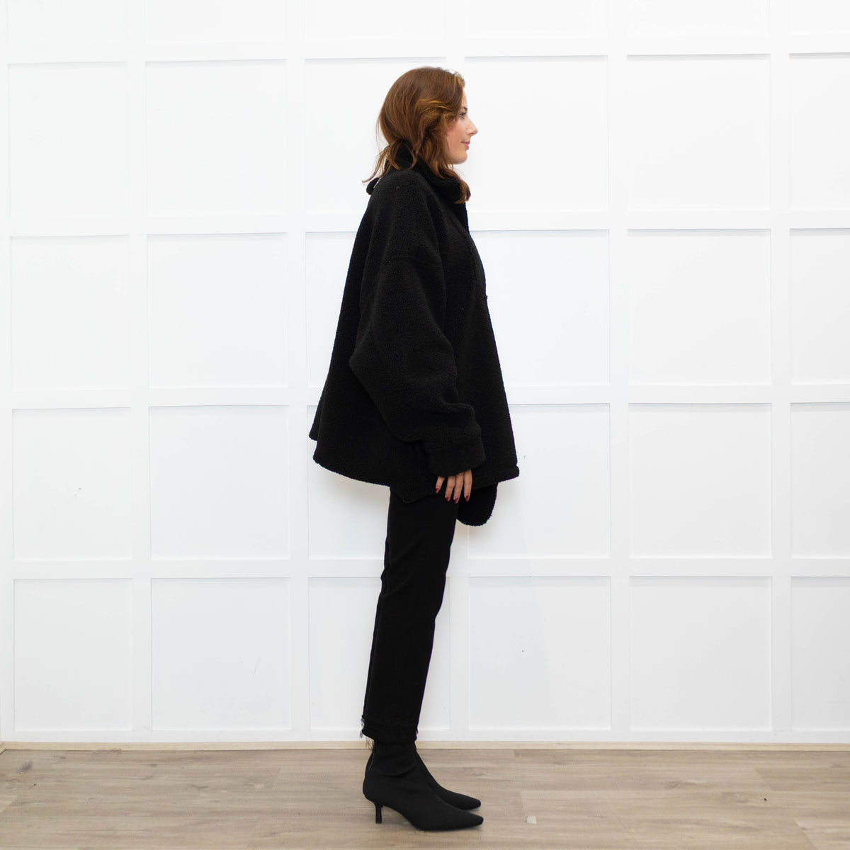 TIBI  Black Fleece Quarter Zip Jumper
