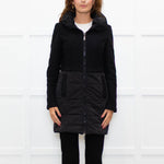 Caractere Black Wool Mix - Puffa KneelengthCoat With Hood