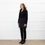 Caractere Black Wool Mix - Puffa KneelengthCoat With Hood