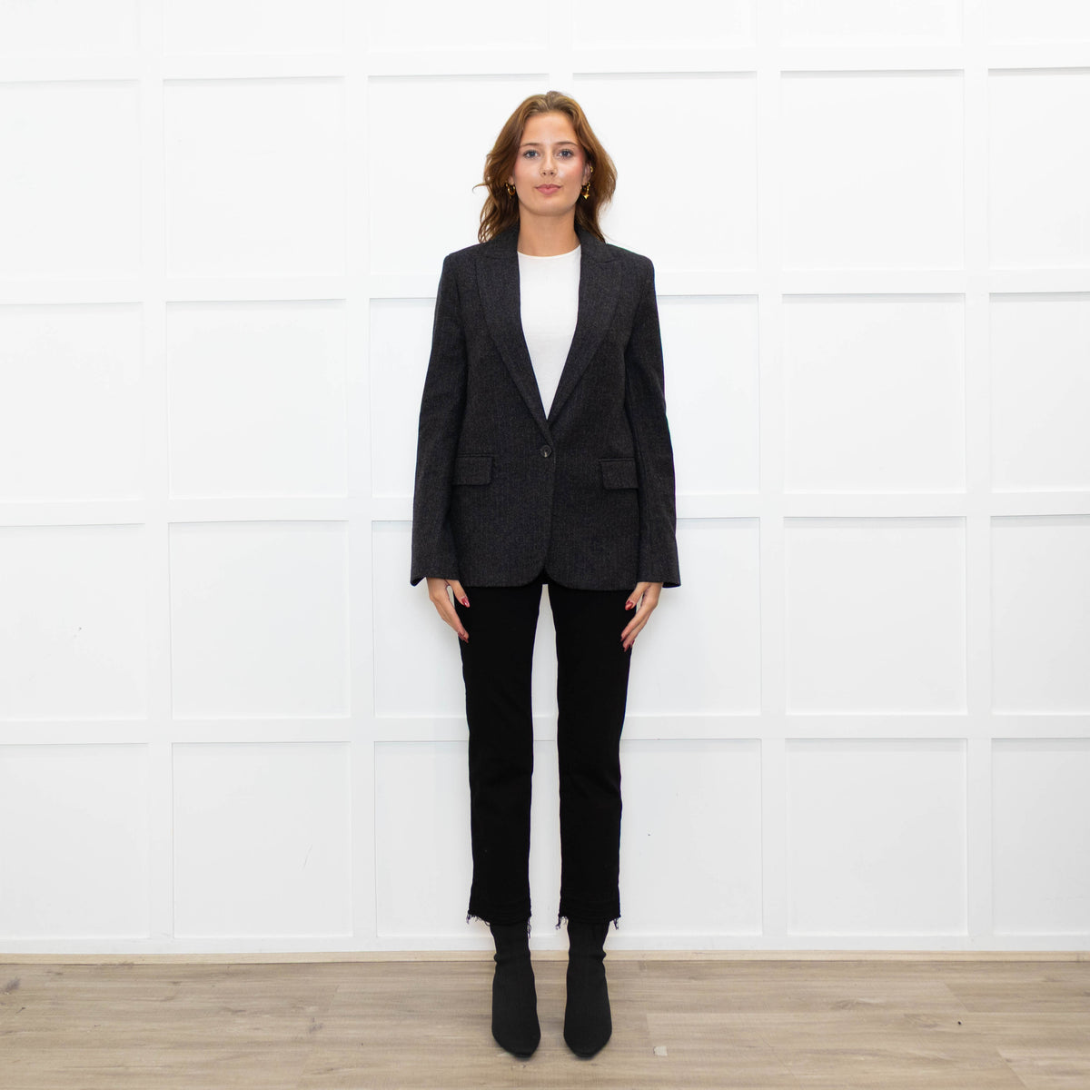 Zadig & Voltaire Grey Wool Mix Jacket With Star Elbows