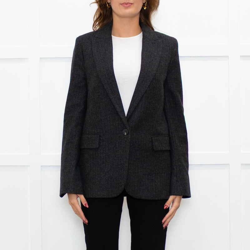 Zadig & Voltaire Grey Wool Mix Jacket With Star Elbows