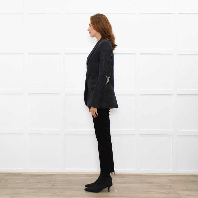 Zadig & Voltaire Grey Wool Mix Jacket With Star Elbows