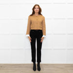 Sandro Beige Gold Buttons Wool Blend Cropped Jacket