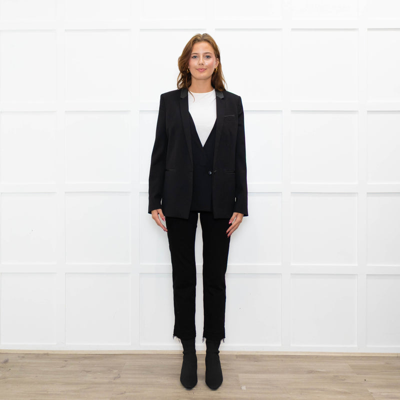 The Kooples Black Leather Trimmed Blazer