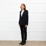 The Kooples Black Leather Trimmed Blazer