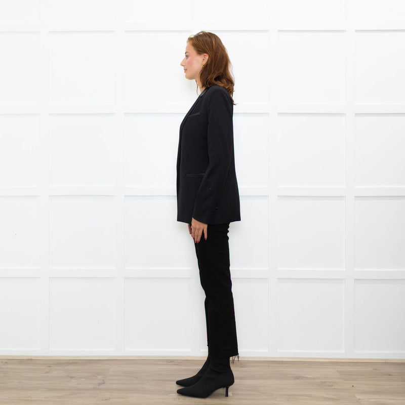 The Kooples Black Leather Trimmed Blazer