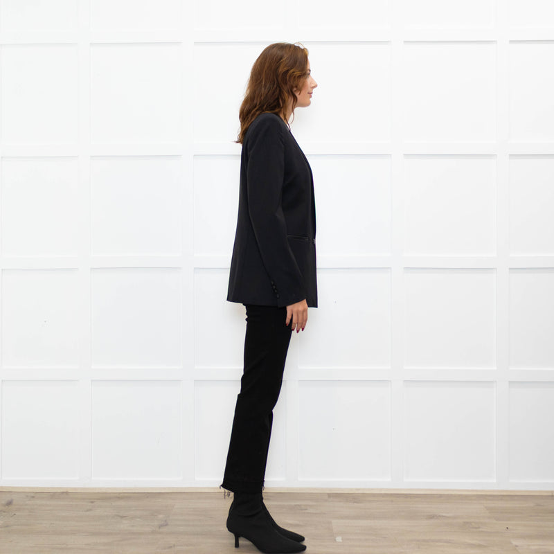 The Kooples Black Leather Trimmed Blazer