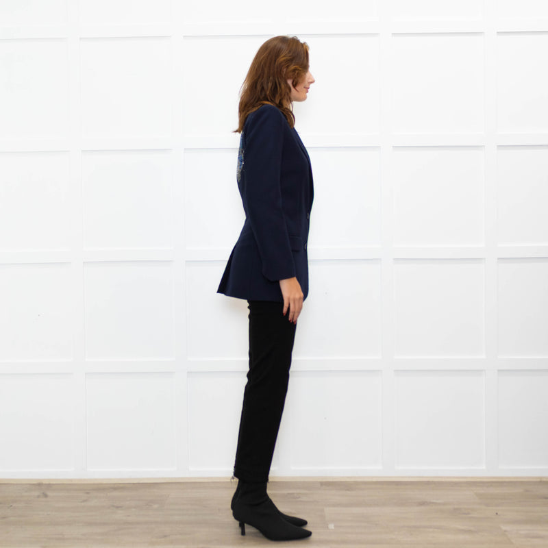 Zadig & Voltaire Navy Blazer With Skull Embellishment