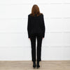 Self Portrait Black On Black Micro Sequins Fabric White Diamante Detail Tweedy Jacket