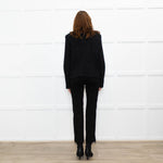 Self Portrait Black On Black Micro Sequins Fabric White Diamante Detail Tweedy Jacket