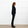Self Portrait Black On Black Micro Sequins Fabric White Diamante Detail Tweedy Jacket