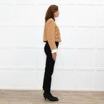 Sandro Beige Gold Buttons Wool Blend Cropped Jacket