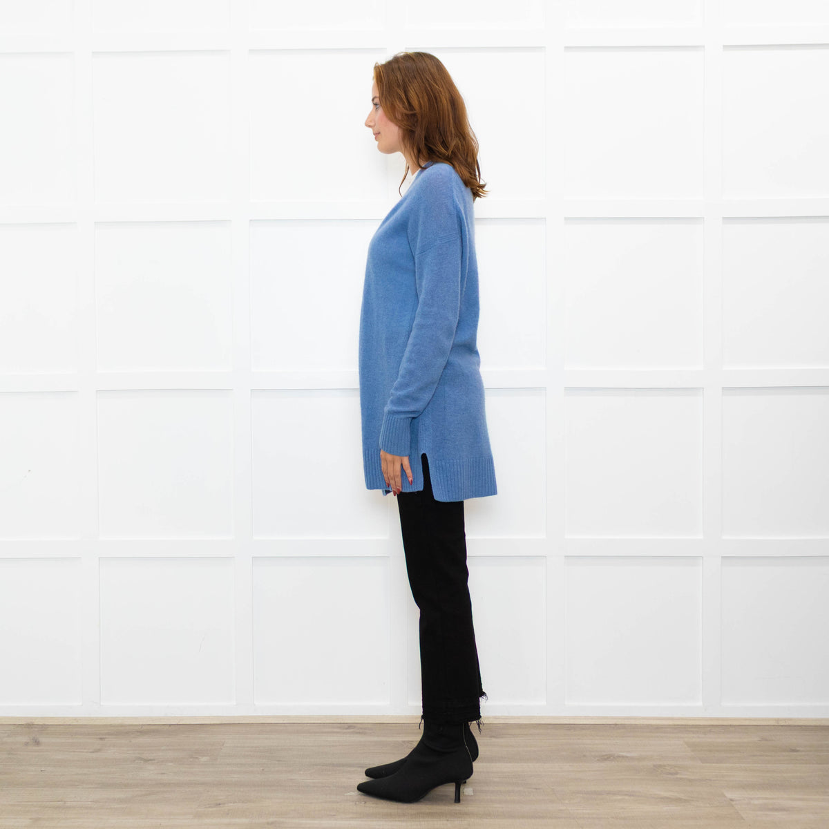 White + Warren Sky Blue Cashmere Blend Knitted Cardigan