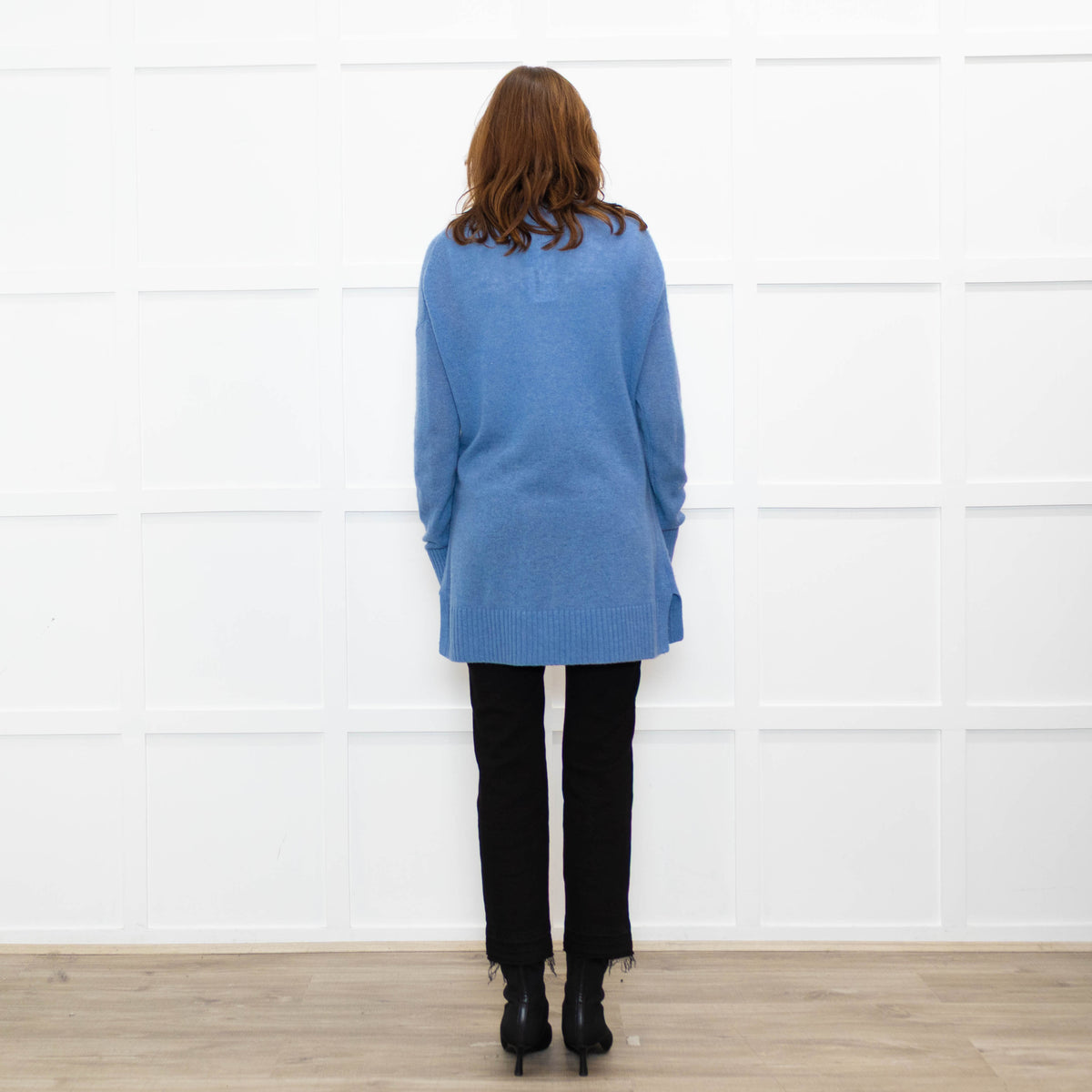 White + Warren Sky Blue Cashmere Blend Knitted Cardigan