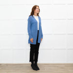White + Warren Sky Blue Cashmere Blend Knitted Cardigan