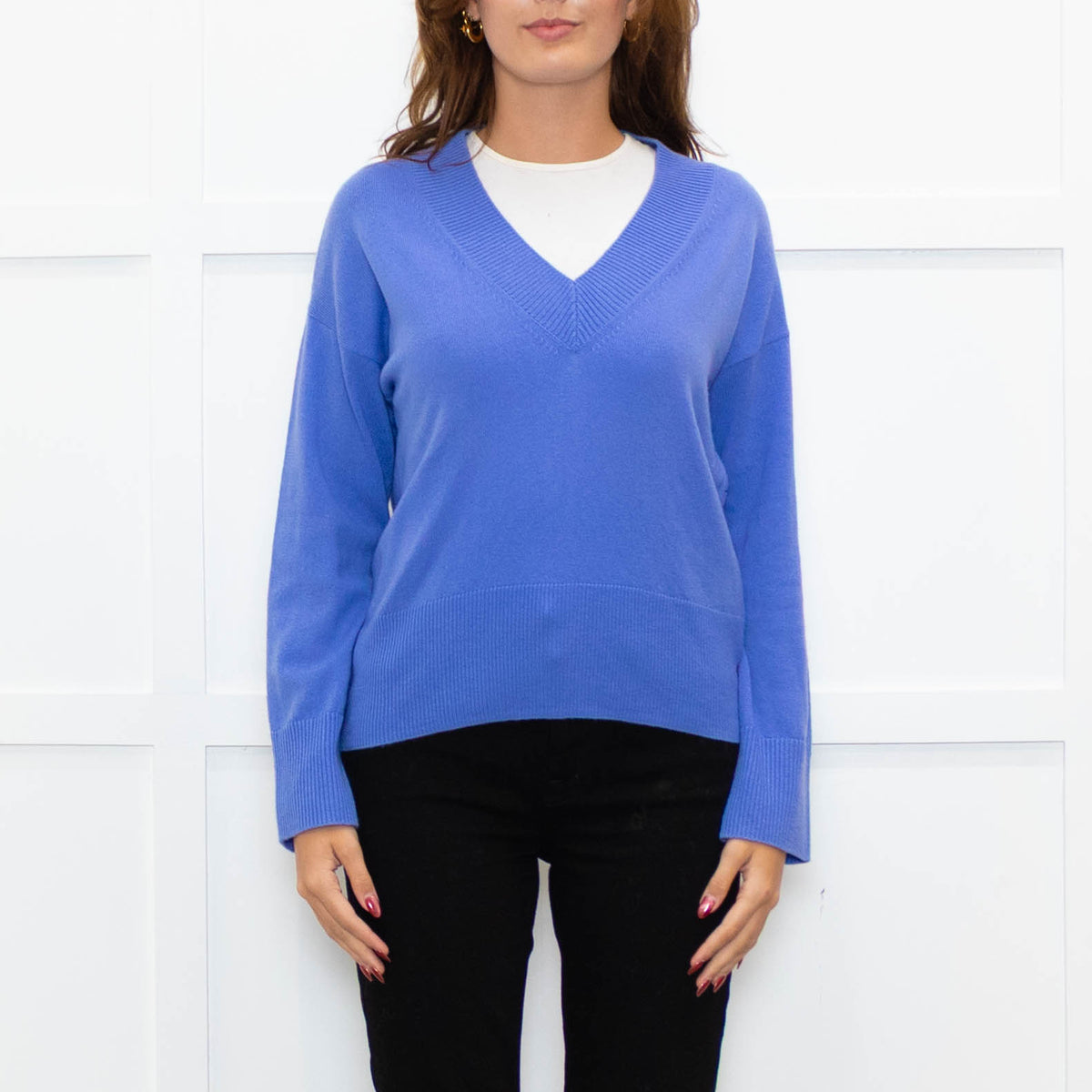 Basics By Chinti & Parker Lilac Wool Blend V- Neck Sweater