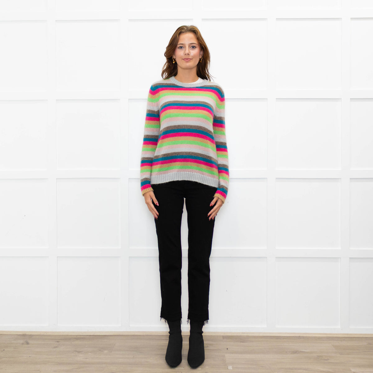 Wyse Multi Stripe Mohair Wool Blend Jumper