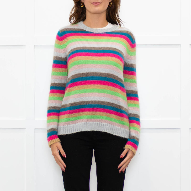 Wyse Multi Stripe Mohair Wool Blend Jumper