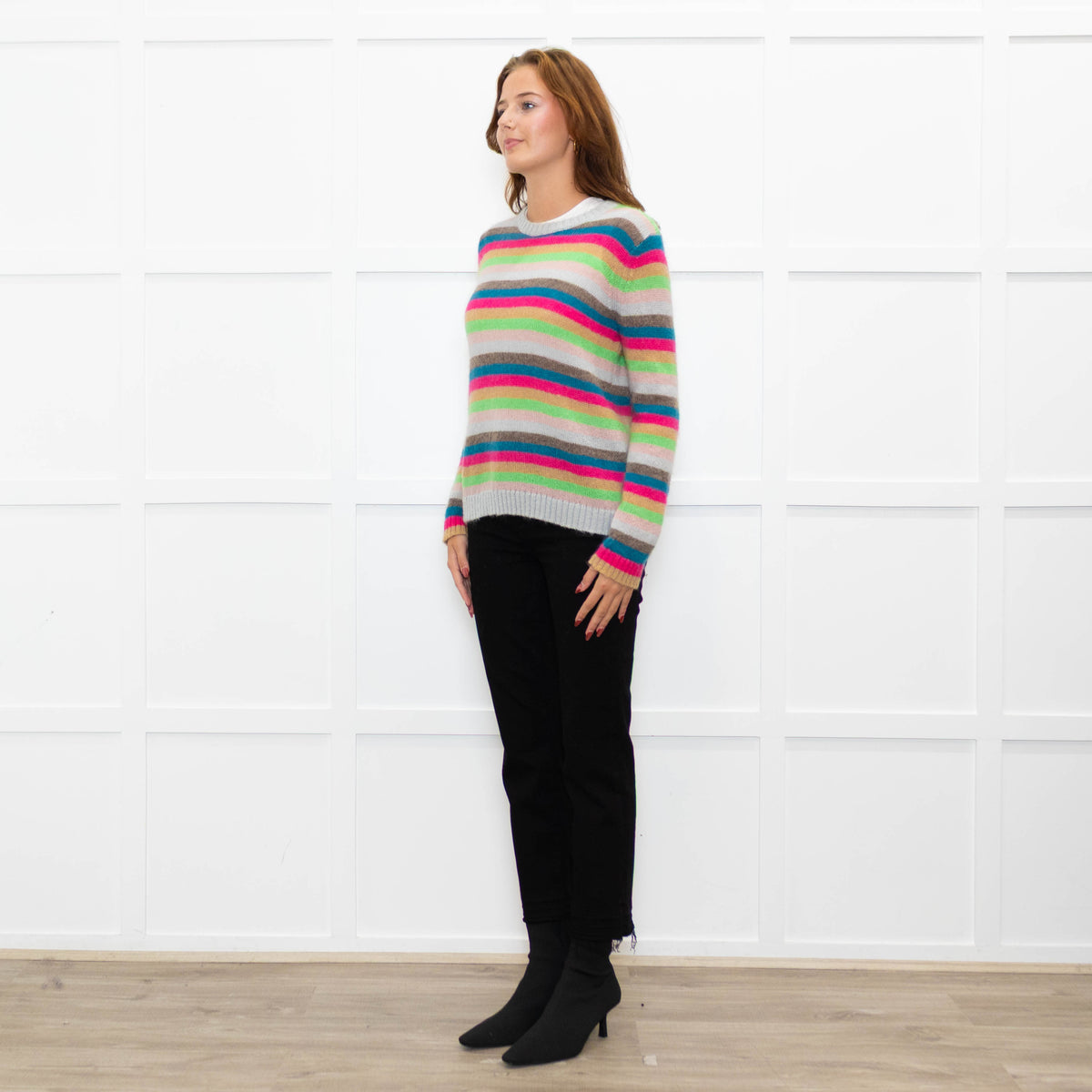 Wyse Multi Stripe Mohair Wool Blend Jumper