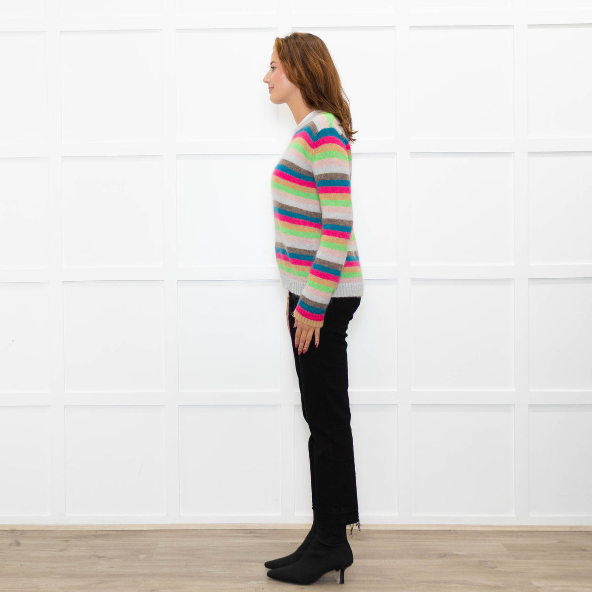 Wyse Multi Stripe Mohair Wool Blend Jumper