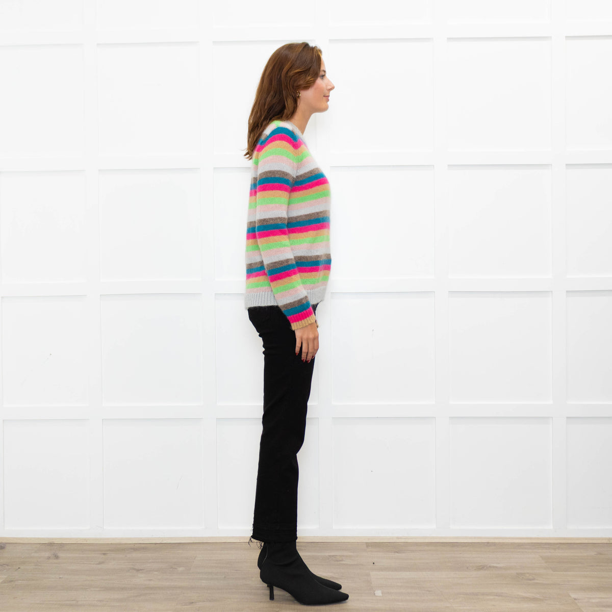 Wyse Multi Stripe Mohair Wool Blend Jumper