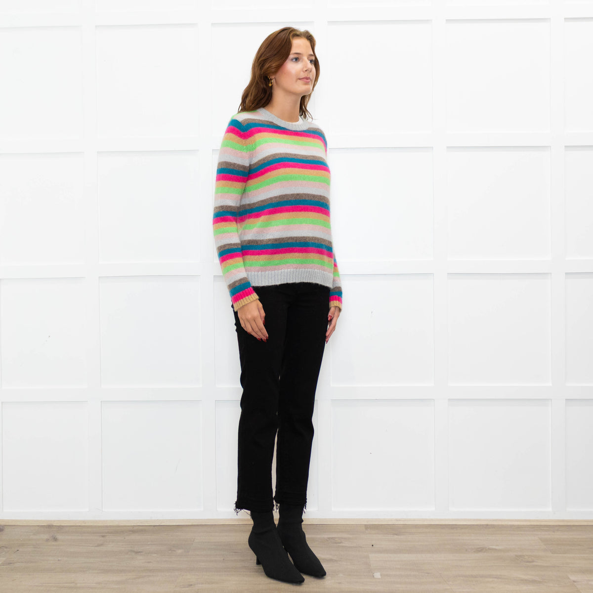 Wyse Multi Stripe Mohair Wool Blend Jumper